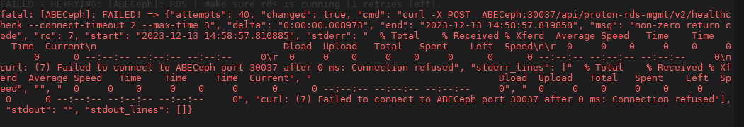 AnyShare - 独立部署 Ceph 运行cluster.yaml 时失败：failed to connect to xxx port 30037 afte