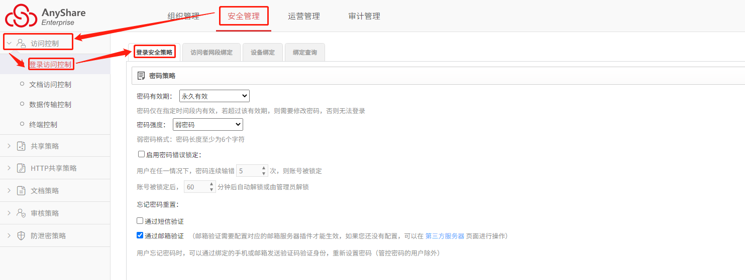 AnyShare-AnyShare 6.0 设置用户通过邮箱重置密码最佳实践