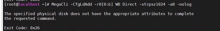 AnyShare-命令行创建 RAID 失败，提示错误信息：The specified physical disk does not have the appr