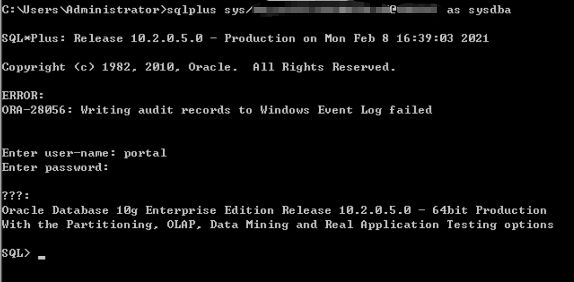 AnyBackup-AnyBackup 授权 Windows 环境下 Oracle 数据库失败，提示错误信息：ORA-28056